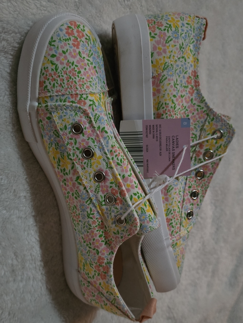 Serra Floral Canvas Slip-On Sneakers in Pastel Pink, Yellow & Green